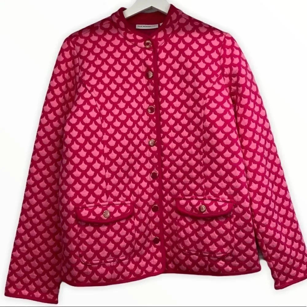 Isaac Mizrahi Live Pink Snap Front Jacket size Medium